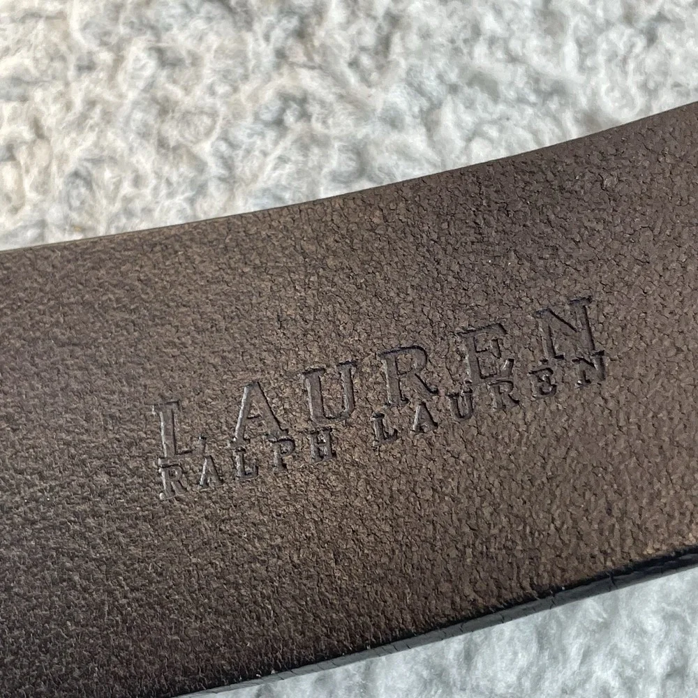 Lauren Ralph Lauren Belts Mens Large Black Italian‎ Leather w/Brass Buckle READ
